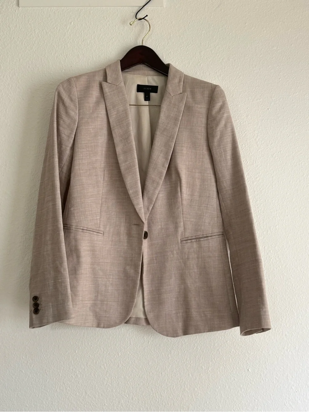 J. Crew linen Light Beige Single-Button Women's Blazer
